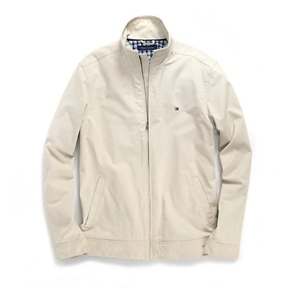 NWT TOMMY HILFIGER Men Logan Jacket Windbreaker Sand Khaki 2XL Cotton MSRP $219